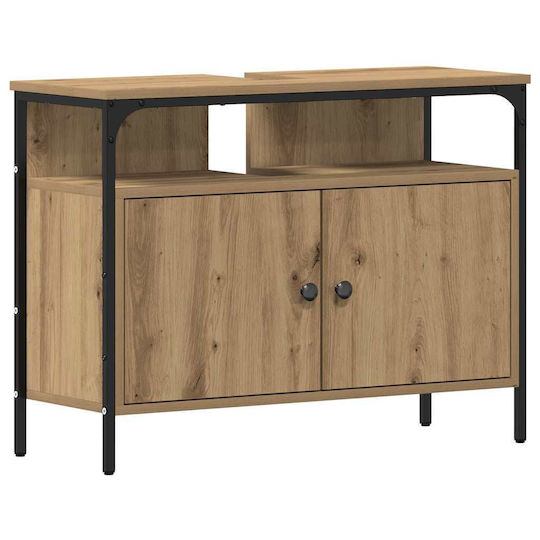 vidaXL Blat cu Lavoar, Oglindă & Coloană L80xW30xH60cm Chestnut