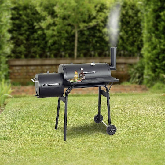 Charcoal Grill with Thermometer and Smoker