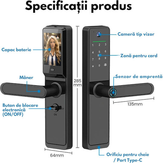 Lacăt Electronic în culoare Negru cu Conectivitate Wi-Fi