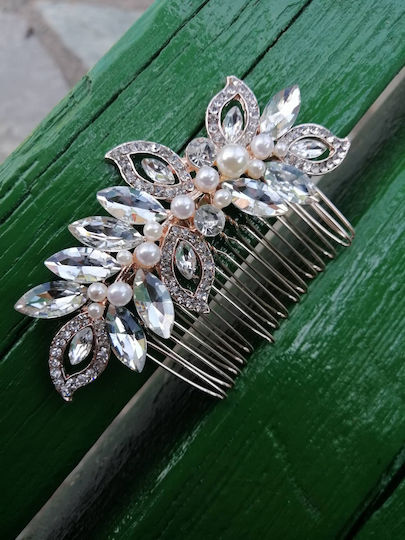 Rose Gold Bridal Comb..χτενάκι Ροζ Χρυσό Λαμπερά Κρύσταλλα