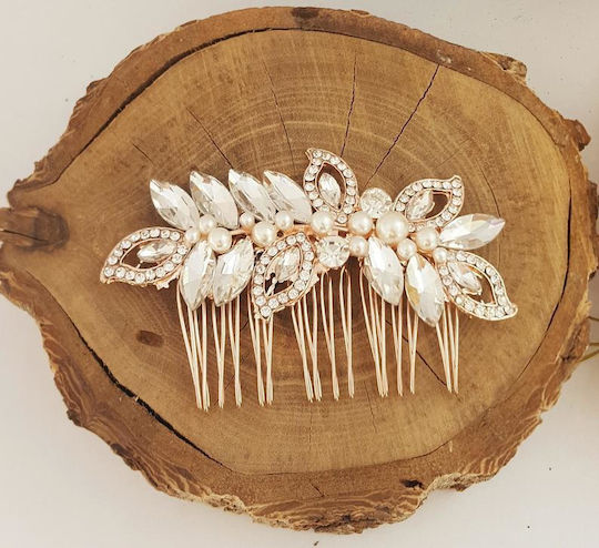 Rose Gold Bridal Comb..χτενάκι Ροζ Χρυσό Λαμπερά Κρύσταλλα
