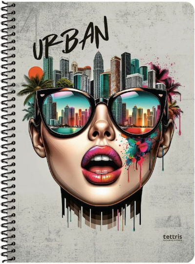 Tettris Spiral Notebook Ruled B5 60 Sheets 2 Subjects 1pcs