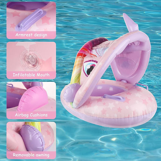 Kids' Swim Ring Unicorn Purple-Pink Shade 70cm 4epx99