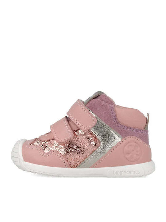 Παιδικά Sneakers High Ανατομικά με Σκρατς Ροζ