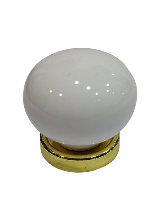 Premier Antique Knob Furniture made of Porcelain & Metallic & Zamak Gold-matte 31mm (Center Distance 31mm) 12001-000-ARG1 1pcs