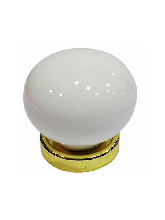 Premier Antique Knob Furniture made of Porcelain & Metallic & Zamak Gold-matte 31mm (Center Distance 31mm) 12001-000-ARG1 1pcs