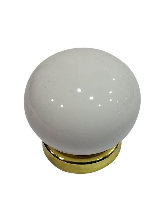 Premier Antique Knob Furniture made of Porcelain & Metallic & Zamak Gold-matte 31mm (Center Distance 31mm) 12001-000-ARG1 1pcs