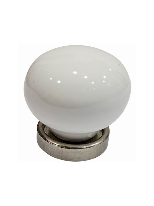 Premier Antique Knob Furniture made of Porcelain & Metallic & Zamak Nickel-matt 31mm (Center Distance 31mm) 12000-000-ARG1 1pcs