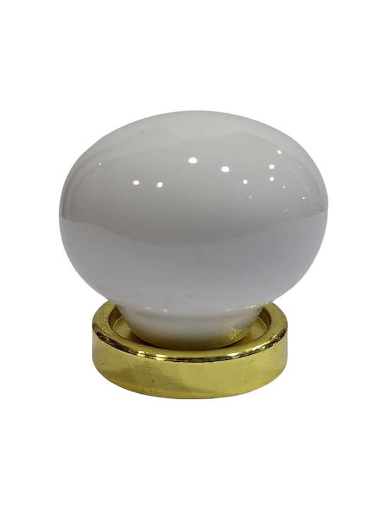 Premier Antique Knob Furniture made of Porcelain & Metallic & Zamak Gold-matte 31mm (Center Distance 31mm) 12001-000-ARG1 1pcs