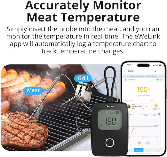 Sonoff Digital BBQ Thermometer with Probe and Bluetooth +20°C / +20°C