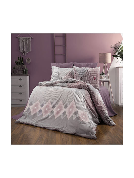 Pillowcase with Envelope Cover Grey-burgundy 50x70cm.