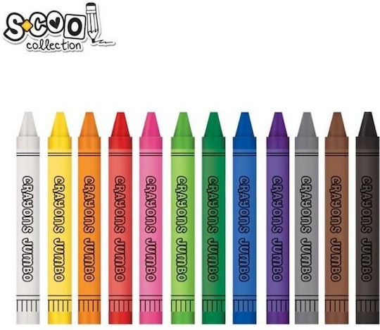 Wax Crayons Round Shape Easy To Sharpen Water-resistant Set 12 Colors
