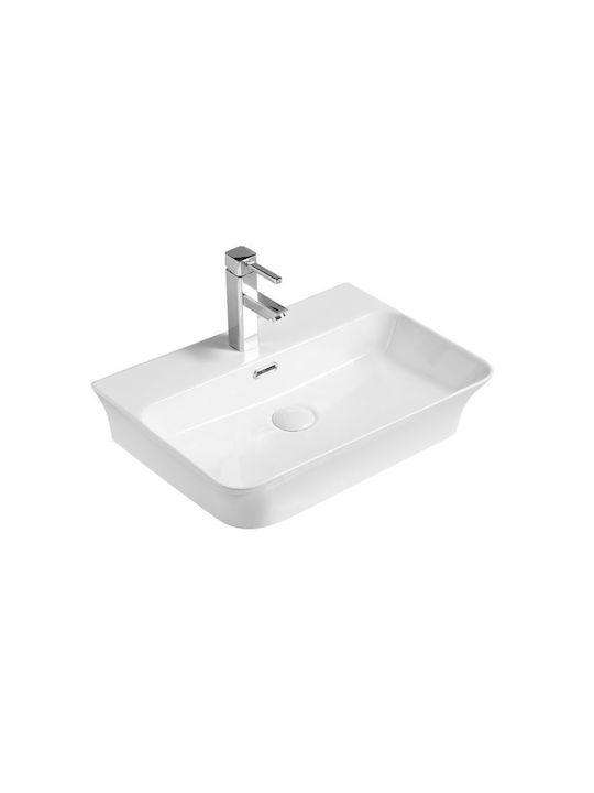 Karag Aufgesetztes Waschbecken Porzellan 56x41.5x12.5cm Weiß