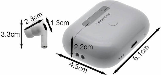 Takemore WS-75 In-ear Bluetooth Handsfree Ακουστικά με Θήκη Φόρτισης Λευκά