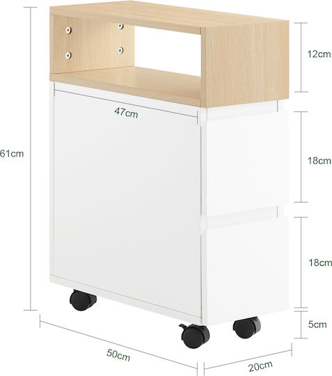 Nachttisch Holz Weiß 50x20x60cm