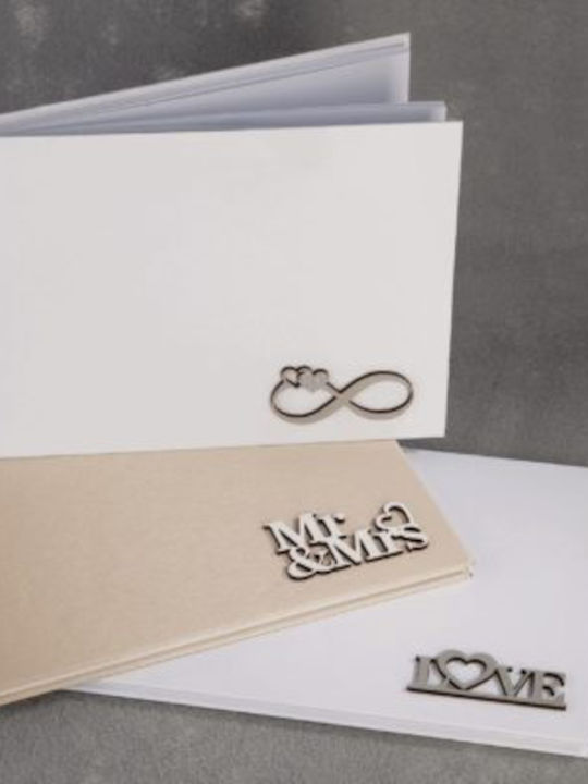Hochzeitswunschbuch Holzschild ”mr & Mrs” Weiß