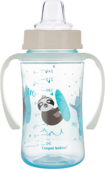 Canpol Babies EasyStart Sweet Fun Educational Sippy Cup Plastic with Handles Light Blue for 6m+m+ 240ml