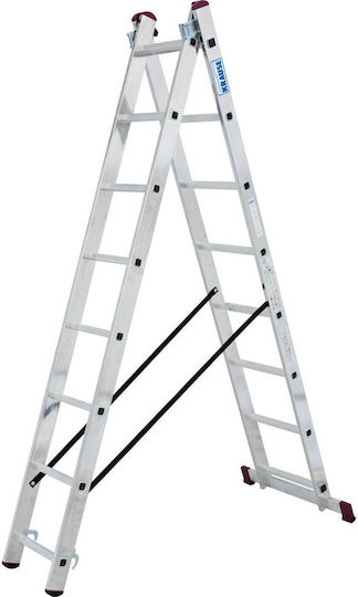 Krause Vielfachzweckleiter aus Aluminium 2x8 mit maximaler Höhe von 4.85m