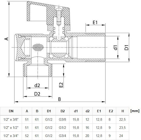 Invena Βάνα / Διακόπτης 1/2"
