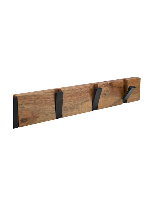 Estia Wooden Wall Hanger 4 Hooks Brown