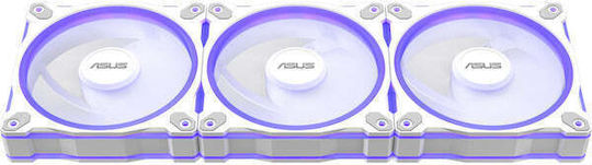 Asus Prime MR120 Reverse Blade Case Fan 1600rpm with ARGB Lighting and 4-Pin PWM Connection 3pcs White