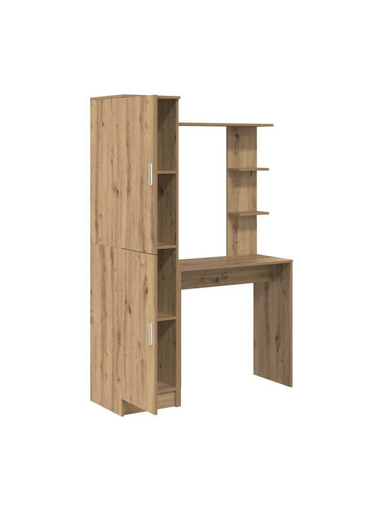 Kids Desk with Library made of Melamine Brown 78.5x37x154.5cm
