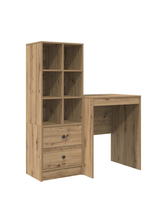 Kids Desk with Library made of Melamine Brown 60x50x76cm
