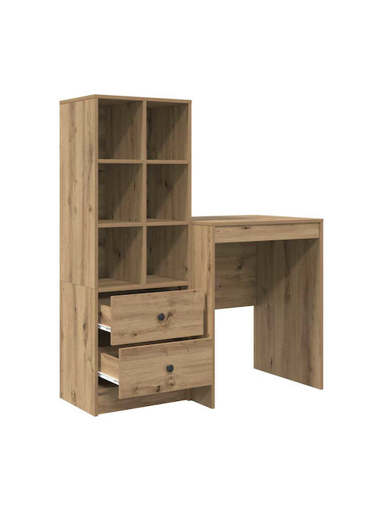 Kids Desk with Library made of Melamine Brown 60x50x76cm