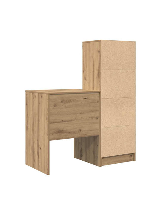Kids Desk with Library made of Melamine Brown 60x50x76cm