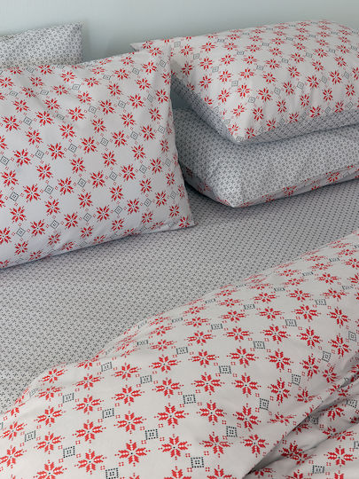Palamaiki Duvet Cover Set Cotton Queen with 2 Pillowcases 240x250 Fashion Life Fl6253 Red