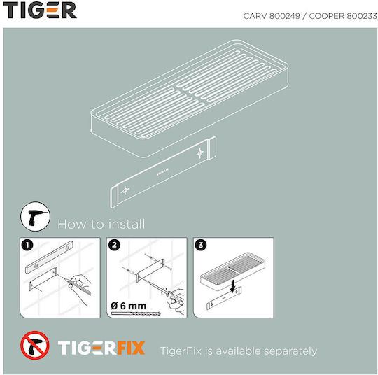TIGER Wall Mounted Bathroom Shelf Plastic 28x10.5x3.2cm Black