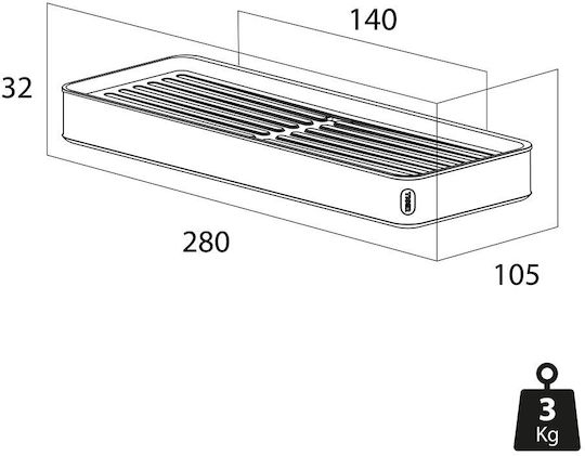 TIGER Wall Mounted Bathroom Shelf Plastic 28x10.5x3.2cm Black