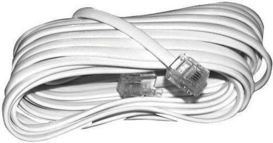 Eucom Flat Τηλεφωνικό Καλώδιο RJ11 6P4C 3m Λευκό (10-100-0038Λ-Μ)