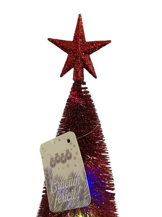 cu lumină LED Decorațiune de Crăciun Lemn Braduleț 32cm. Baterie Roșu