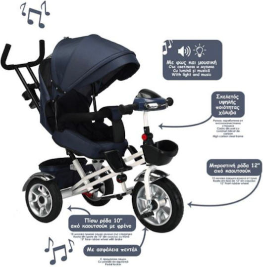 Convertible Kids Tricycle with Parental Handle 4 in 1 Blue