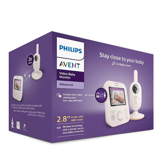 Philips Ασύρματη Ενδοεπικοινωνία Μωρού με Κάμερα & Οθόνη 2.8" , Αμφίδρομη Επικοινωνία & Νανουρίσματα