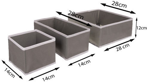 Fabric Storage Case for Underwear / Socks in Gray Color 6pcs