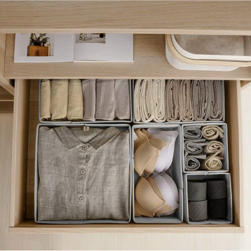 Fabric Storage Case for Underwear / Socks in Gray Color 6pcs