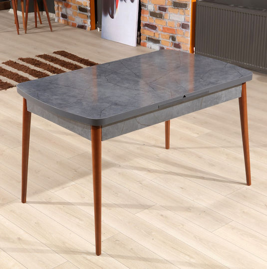 Aris Masă Extensibilă Pentru Sala De Mese Efect Piatră Antracit-nuc 132+38x76.5x79cm