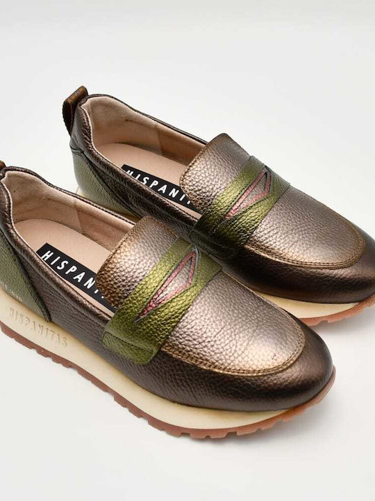 Leather Women's Loafers in Brown Color