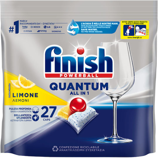 Finish Quantum All In 1 27 Κάψουλες Πλυντηρίου Πιάτων 280gr