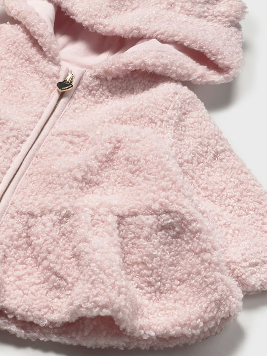 Kids Cardigan Fur with Hood Baby Pink