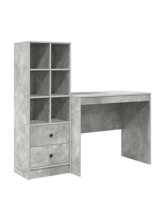 Kids Desk with Library made of Melamine Gray 90x50x76cm
