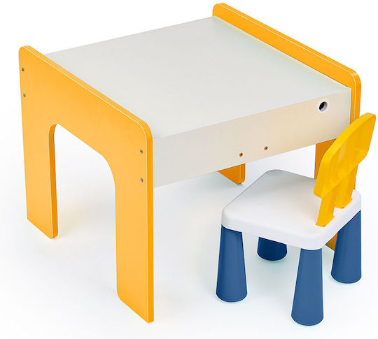 Set Masă cu Scaune pentru Copii pentru Desen Galben