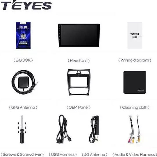 Teyes Cc3 2k Navigație Auto Mercedes-Benz Cl C209 2004-2011 3+32GB 9.5" QLED Octa-Core 2GHz Android 4G Bluetooth 5.1 DSP