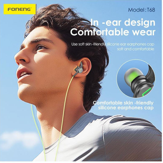 Foneng T68 In-ear Handsfree Headphones with Connector 3.5mm Black