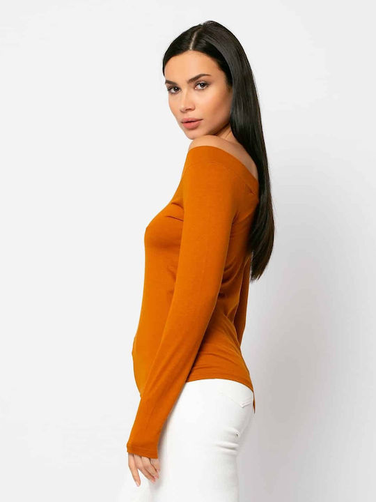 Damen Bluse Langärmelig Orange