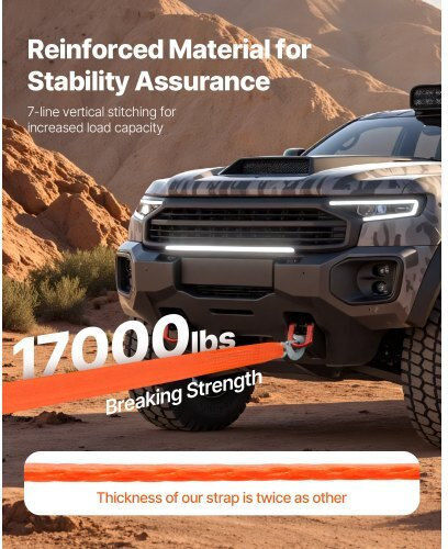 Vevor Car Towing Rope with Towing Capacity up to 7.7 Tons in Orange Colour