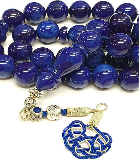 Roloi Komboloi Mastic Worry Beads with 33 Beads Blue 38cm
