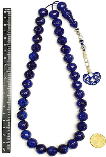 Roloi Komboloi Mastic Worry Beads with 33 Beads Blue 38cm